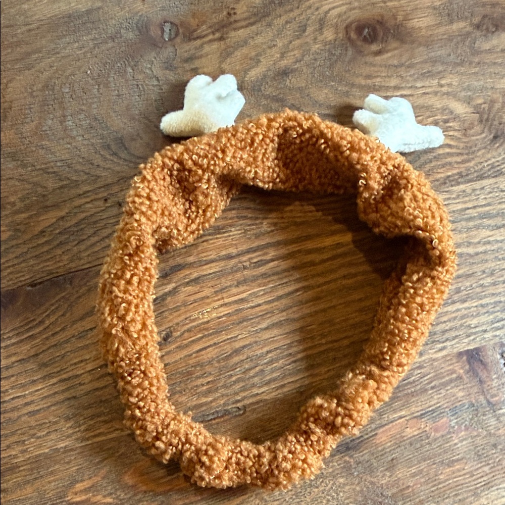 Brown Fuzzy Kids Headband with Antler Design - Picture 4 of 16